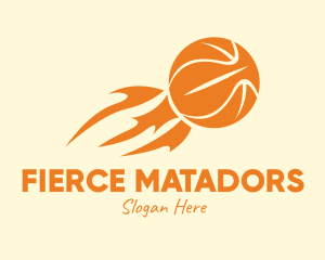 Orange Flaming Basketball logo design