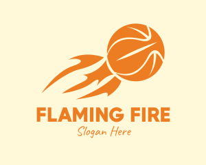 Flaming - Orange Flaming Basketball logo design