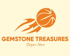 Orange Flaming Basketball logo design