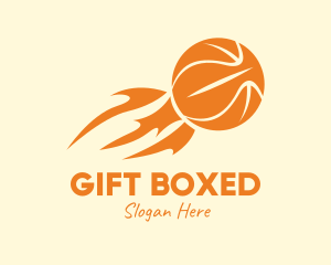 Orange Flaming Basketball logo design