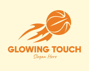 Orange Flaming Basketball logo design