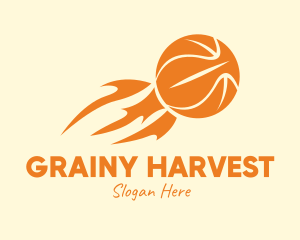 Orange Flaming Basketball logo design