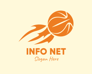 Orange Flaming Basketball logo design