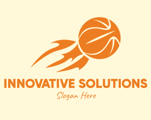 Orange Flaming Basketball logo design