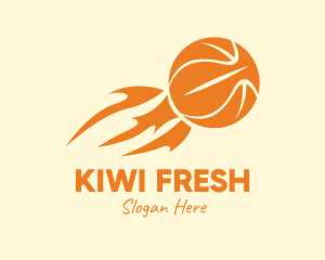 Orange Flaming Basketball logo design