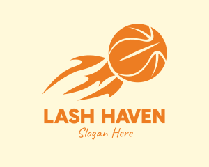 Orange Flaming Basketball logo design