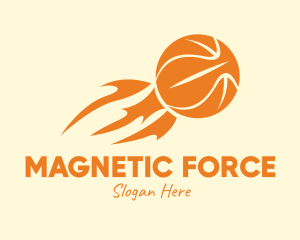 Orange Flaming Basketball logo design