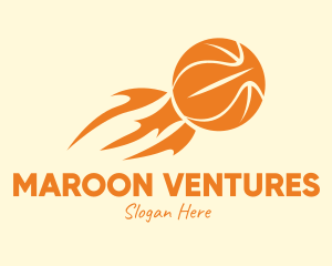 Orange Flaming Basketball logo design