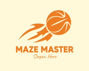 Orange Flaming Basketball logo design