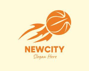 Orange Flaming Basketball logo design