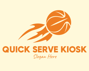 Orange Flaming Basketball logo design