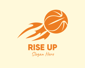 Orange Flaming Basketball logo design