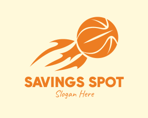 Orange Flaming Basketball logo design