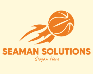 Orange Flaming Basketball logo design