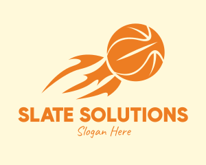 Orange Flaming Basketball logo design