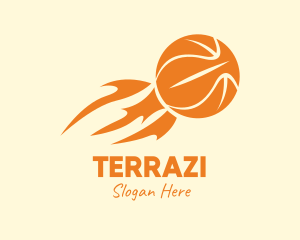 Orange Flaming Basketball logo design