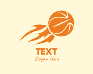 Orange Flaming Basketball logo design