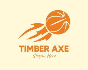 Orange Flaming Basketball logo design