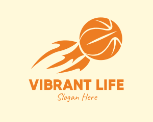 Orange Flaming Basketball logo design