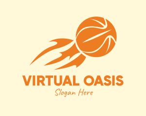 Orange Flaming Basketball logo design