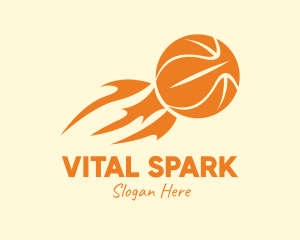 Energetic - Orange Flaming Basketball logo design