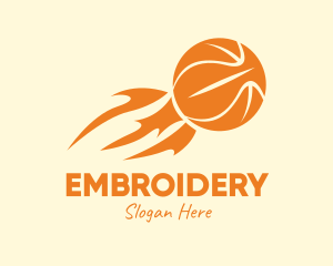 Orange Flaming Basketball logo design