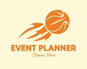 Orange Flaming Basketball logo design