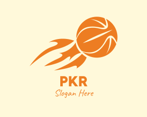 Orange Flaming Basketball logo design