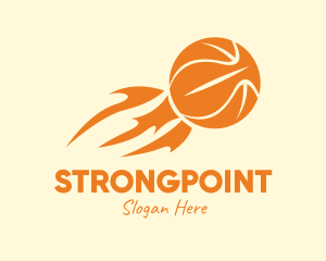 Orange Flaming Basketball logo design