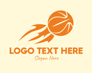 Orange Flaming Basketball Logo