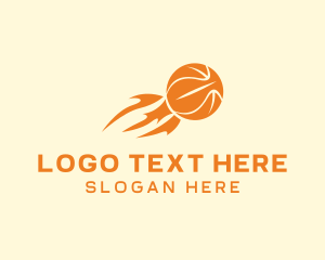 Orange Flaming Basketball logo design