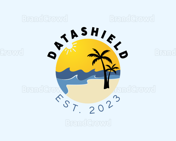 Sunny Beach Palm Tree Logo