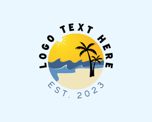 Holiday - Sunny Beach Palm Tree logo design