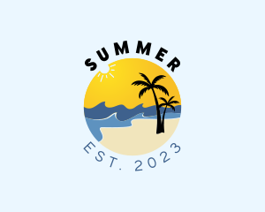 Sunny Beach Palm Tree logo design