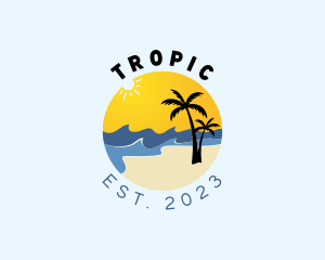 Sunny Beach Palm Tree logo design