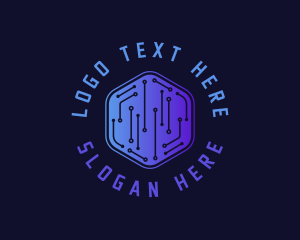 Letter At - Digital Hexagon Tech logo design