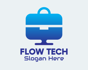 Blue Tech Briefcase Desktop logo design