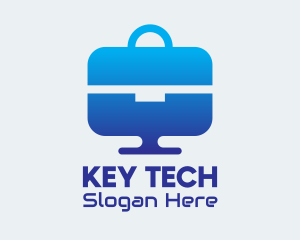 Blue Tech Briefcase Desktop logo design