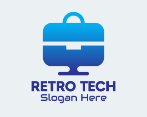 Blue Tech Briefcase Desktop logo design