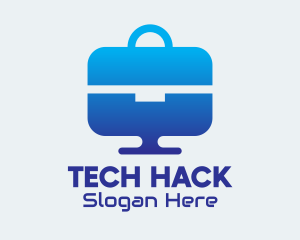 Blue Tech Briefcase Desktop logo design