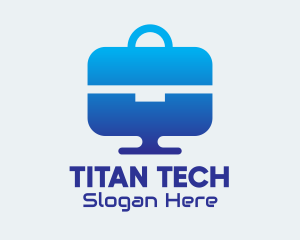 Blue Tech Briefcase Desktop logo design