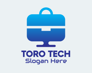 Blue Tech Briefcase Desktop logo design