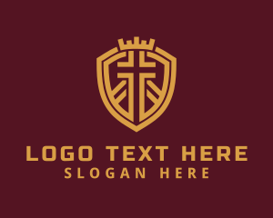 Religious - Cross Shield Crown logo design