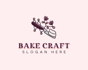 Floral Icing Spatula logo design