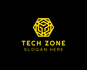 Hexagon Geometric Tech logo design