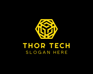 Hexagon Geometric Tech logo design