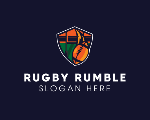 Rugby - American Football Field Shield logo design