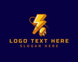 Lineman - Plug Electricity Lightning logo design