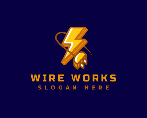 Wire - Plug Electricity Lightning logo design