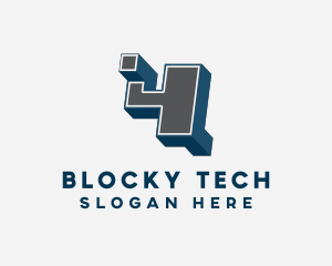 Blocky - 3D Graffiti Number 4 logo design